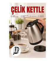 Paslanmaz Çelik Kettle 1.8 Litre Gizli Rezistanslı Elektrikli Su Isıtıcı İnox