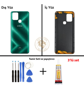 Infinix Note 10 Yeşil Uyumlu Arka Kapak + Yapıştırıcı ve Vida Seti Arka Cam Batarya Pil Kapağı