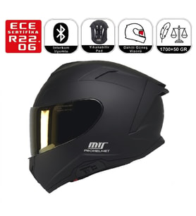 X340 Mat Siyah Motosiklet Kaskı Spoiler Mod Güneş Vizörlü Full Face Kask