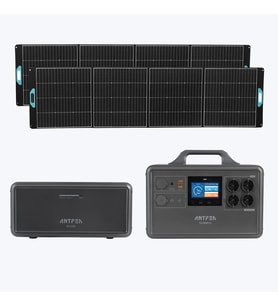 ANTFEA S2200 Pro + B2200 Backup + 2 adet 400W Taşınabilir Güneş Paneli [ 2.4 kW / 4.4 kWh / 800 W ]