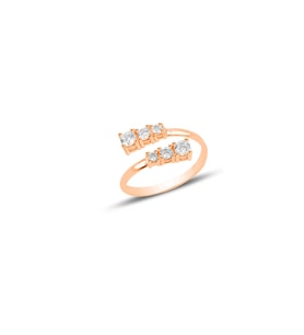 Gümüş rose zirkon taşlı üstten ayarlamalı pırıltı yüzük SGTL12574ROSE