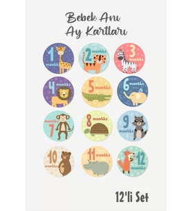 Bebek Aylık Fotoğraf Çekim Anı Kartı ( AnimalsBaby )