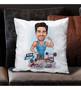 Kişiye Özel Vücut Geliştiren Erkek Karikatürlü Yastık