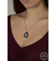 Union Swarovski Crystal Kadın Black Diamond Damla Gümüş Kolye