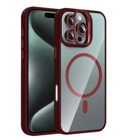 Mey İthalat® iPhone 16 Pro Max Remim Lensli Magsafe Standlı Kapak - Bordo