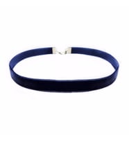 Mavi Renk Kadife Choker Kolye