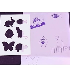 3D Baskı Hayvan Figürleri Çizim Şablonu - Çoklu Desen Kalıbı - Beyaz