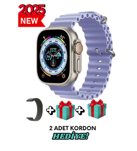 Samsung Galaxy Z Fold Uyumlu Akıllı Saat Watch ULTRA2 49MM Kordon Hediyeli - Son Versiyon (Lila)