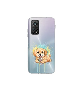 Xiaomi Mi 10 T ile Uyumlu Splash Köpek Tasarımlı Şeffaf Silikon Kılıf
