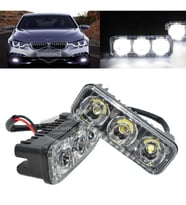 DRL 3 Led Mercekli Araba Gündüz Farı Araç Motosiklet Gündüz Ledi Oto DRL Lamba Güçlü12V Metal Beyaz