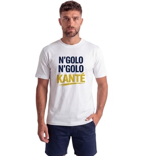 ''N'Golo N'Golo Kanté'' Tezahürat Temalı Baskılı %100 Pamuk Rahat Kesim Premium Erkek Tişört (Beyaz)