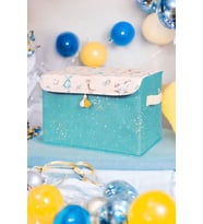 Anne Bebek Kapaklı Kutu, Maxi Boy, Bebek Odası Düzenleyici, 35x24x23cm, Mavi Renk