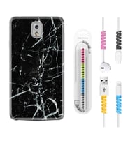 Samsung Note 3 4 5 8 9 20 Ultra 10 Lite Kılıf Kablo Koruma Spiral Silikon Black Marble 3 1382