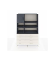 Hyperion Dolap 7 Raflı 8 Çekmeceli Tek Kapaklı  132x44x195 Antrasit-Antrasit/Aytaşı