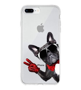 PrintiFy Apple  iPhone 7 Plus ile Uyumlu 1mm Slim Fit Köpek 2 050e Baskılı Şeffaf  Kılıf