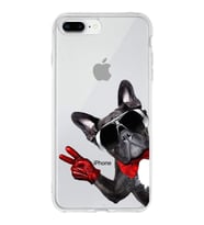 PrintiFy Apple  iPhone 7 Plus ile Uyumlu 1mm Slim Fit Köpek 2 050e Baskılı Şeffaf  Kılıf