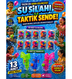 hknova 10 Paket Su Balonu + 3 Adet Su Tabancası Parti Doğum Günü Organizasyon Eğlence Baby Shower Karışık Renkli Aktivite Seti