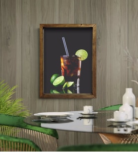 BK Gift Cafe & Bar & Restaurant Konseptli Doğal Masif Ahşap Çerçeveli Tablo-46