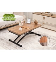 Mini Akıllı Sehpa Üst Tabla Oval Köşe Ceviz Alt Ayak Siyah Dışa K