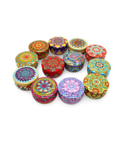 Mandala Desenli Metal Kutuda Orta Boy Kokulu Mum