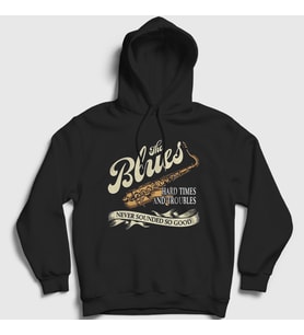 Presmono Unisex Siyah Hard Times Müzik Blues Kapüşonlu Sweatshirt 532087tt