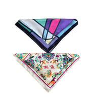 2 Li Saten Bandana Seti Saten Fular Saten Çanta Aksesuarı Özel Desen Bandana 45X50 Cm
