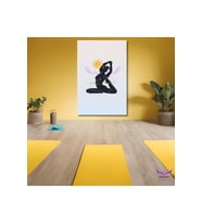 Tekli Dikey Kanvas Modern Soyut Duvar Tablosu Yoga Meditasyon Yapan Kadın ve Güneş