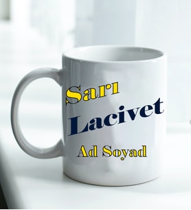 Kişiye Özel Sarı Lacivert Taraftar Tasarımlı Beyaz Kupa