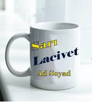 Kişiye Özel Sarı Lacivert Taraftar Tasarımlı Beyaz Kupa