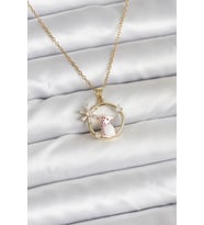 316L Çelik Zincir Gold Zirkon Taşlı Yılbaşı Temalı Kadın Kolye 5886 - HPSBYI1694-2126