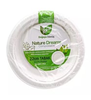 Roll-Up Nature Ekolojik Karton Kağıt Parti Tek Kullanımlık Tabak - 22 Cm. - 50 Adetlik 1 Paket