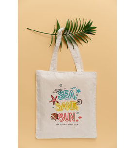 Sea Sand Sun (Deniz Kum Güneş) Yazılı Sıvı Geçirmez Bez Çanta