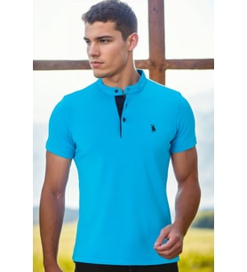 T8560 DEWBERRY T-SHIRT-TURKUAZ -1