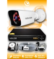 ELITCAM 1 Kameralı Kare 1 Dış Kamera Set 2 TB HDD Full HD Gece Görüşlü Güvenlik Kamerası Sistemi