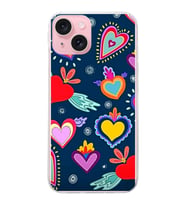 PrintiFy Apple  iPhone 15 ile Uyumlu 1mm Slim Fit Retro Renkler 3 Baskılı Şeffaf  Kılıf