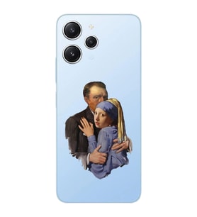 Xiaomi Redmi 12 Uyumlu Uyumlu Van Gogh & İnci Küpeli Kız Tasarımlı Şeffaf Telefon Kılıfı