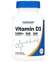 Nutricost Vitamin D3 5,000 IU (125mcg), 240 Softgels.Abd Menşei (Renksiz)