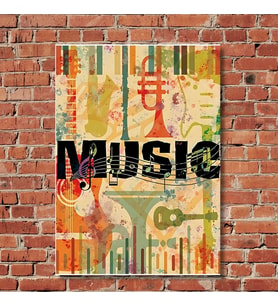 Vintage Müzik Esintisi Dekoratif MDF Poster