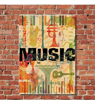 Vintage Müzik Esintisi Dekoratif MDF Poster