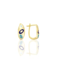 Gümüş altın yaldızlı nazar mineli fortuna j küpe SGTL12703GOLD