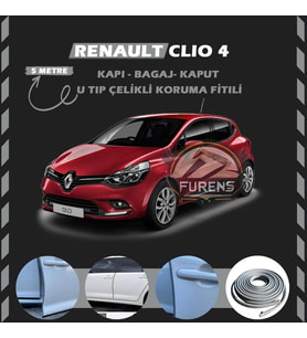 Renault Clio 4 Oto Araç Kapı Koruma Fitili 5metre Parlak Gri Renk