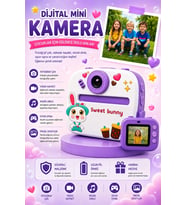 Rabbit Tasarımlı Anında Baskılı Çocuk Fotoğraf Makinesi 1080P Dijital Çocuk Kamerası