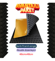 Yanmaz Akustik Ses Yalıtımı Bantlı Piramit Sünger (4cm) Ebat 48x48 (40Adet)