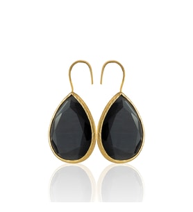 Kadir Jewellery 22 Ayar Altın Kaplama Damla Taşlı Küpe -El İşçiliği Ve Hipoalerjenik Küpe