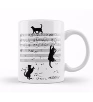 Notalar Müzik Cat Kedi Komik Kupa Bardak Porselen