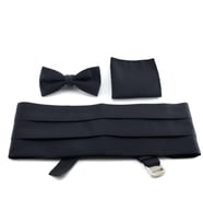 PİERRONİ Siyah Kuşak Papyon Mendil Set (Karışık)