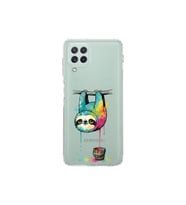 Samsung Galaxy A22 ile Uyumlu Splash Tembel Hayvan Tasarımlı Şeffaf Silikon Kılıf
