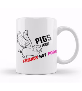 Pigs Are Friends Not Food Animal Rights PIGS ARE FRIENDS NOT FOOD Animal Rights Vegan Gift Sticker Kupa Bardak Porselen