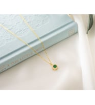 925 Ayar Gümüş Mayıs Ayı Doğum Taşı ( Emerald ) Kolye
