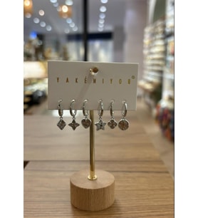 Yakemiyou Silver Karma Charmlı Altılı Küpe